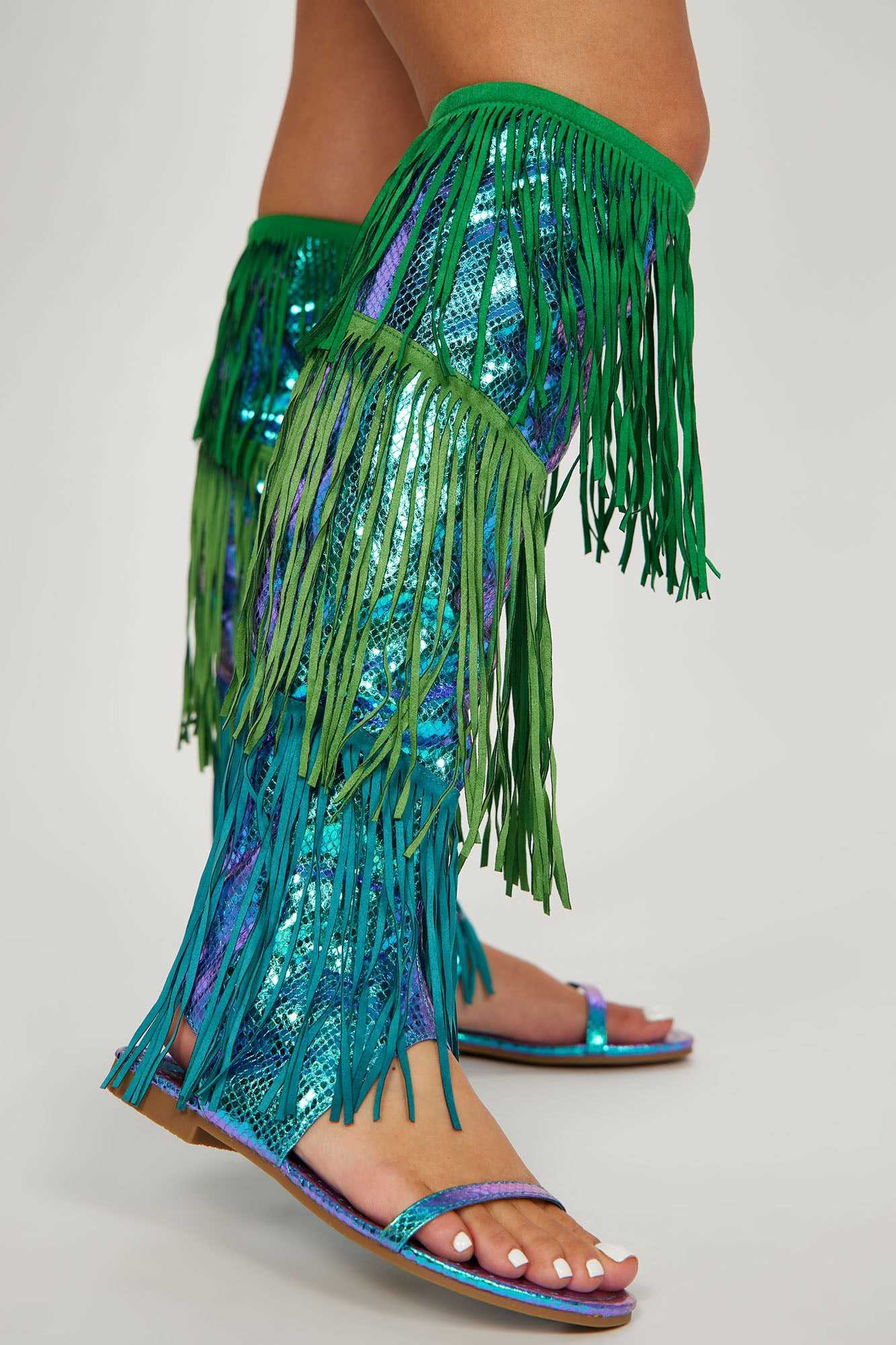 Festie Bestie Flat Sandals   Green