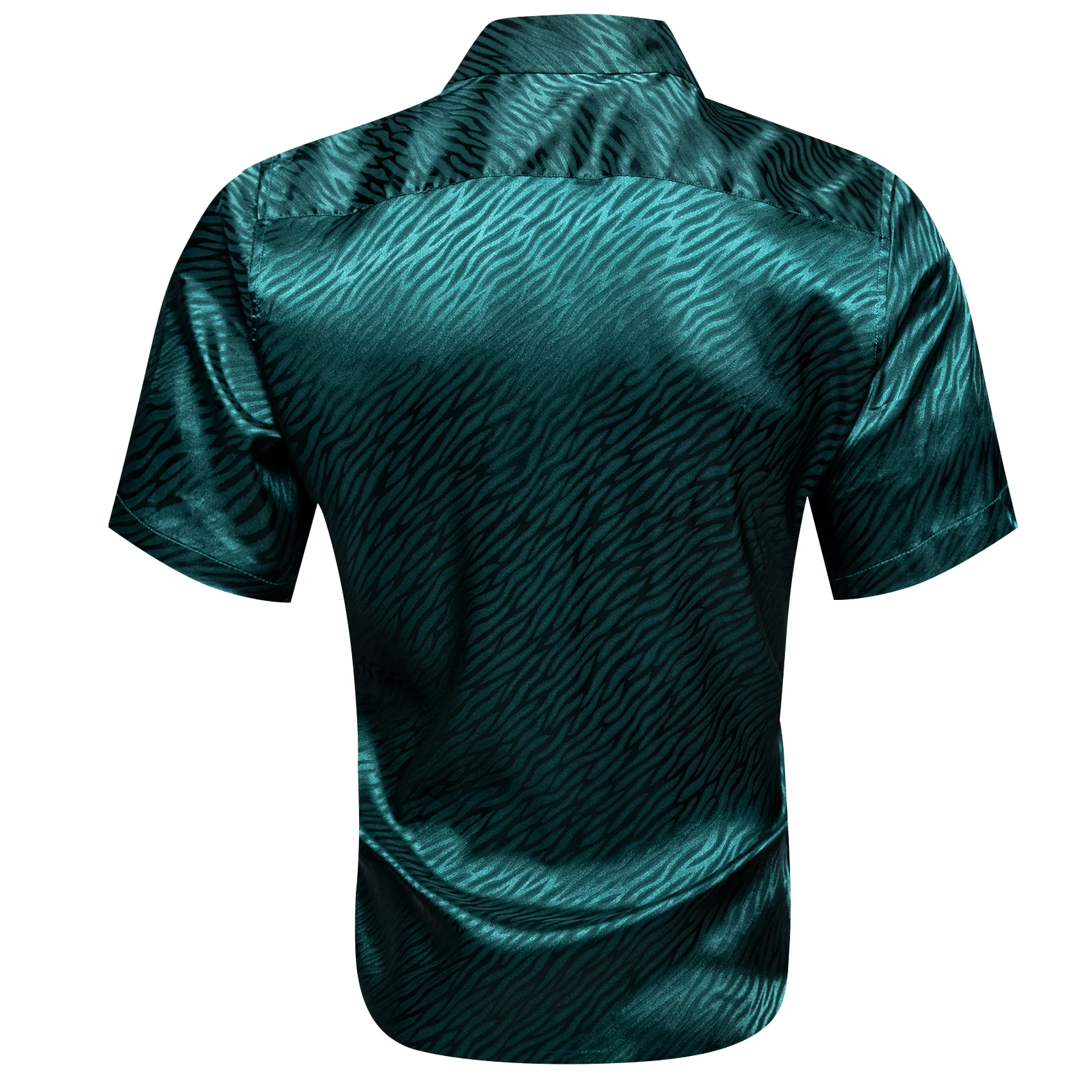 Dark Green Novelty Silk Men's Short Sleeve Shirt