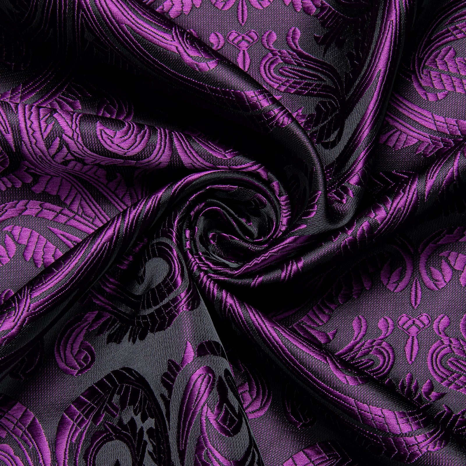 Black Purple Floral Silk Men's Long Sleeve Shirt