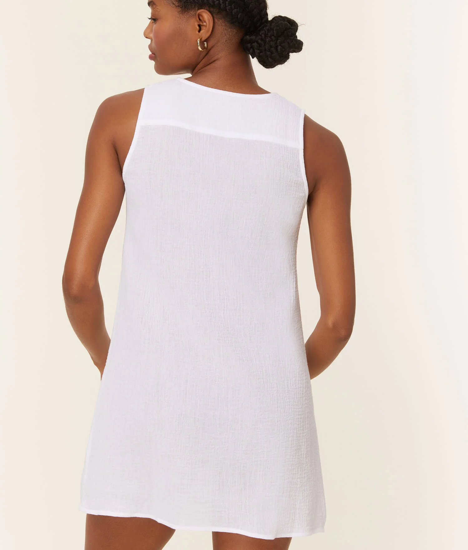 The Frades Mini Dress - Cotton Gauze - White