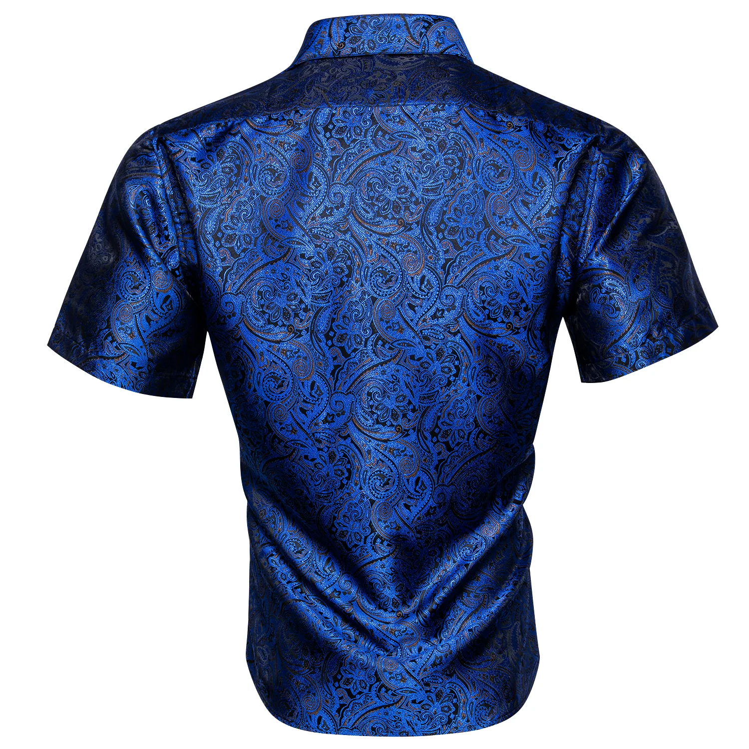 Deep Blue Paisley Silk Men's Short Sleeve Shirt