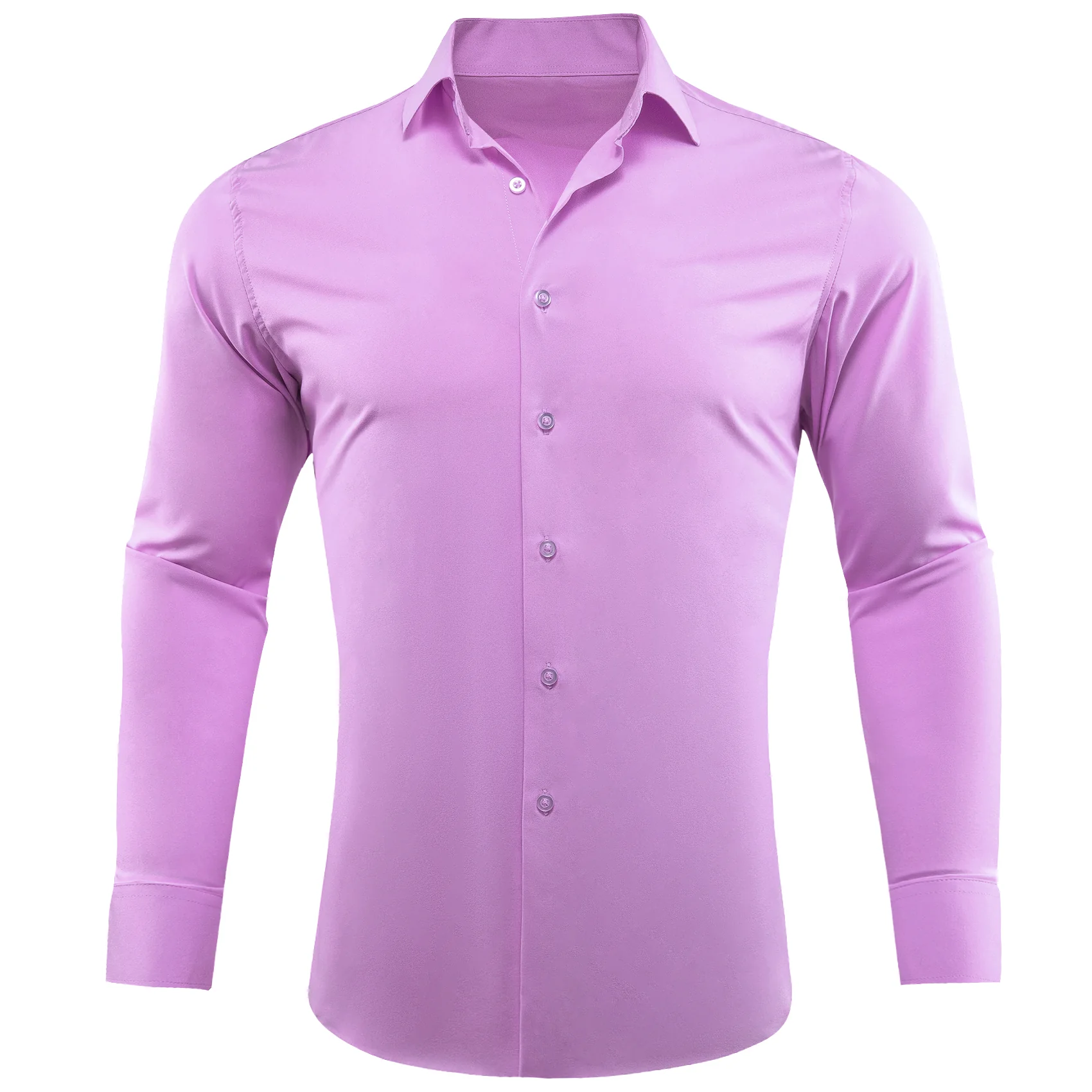 Purple Solid Silk Men's Long Sleeve Shirt