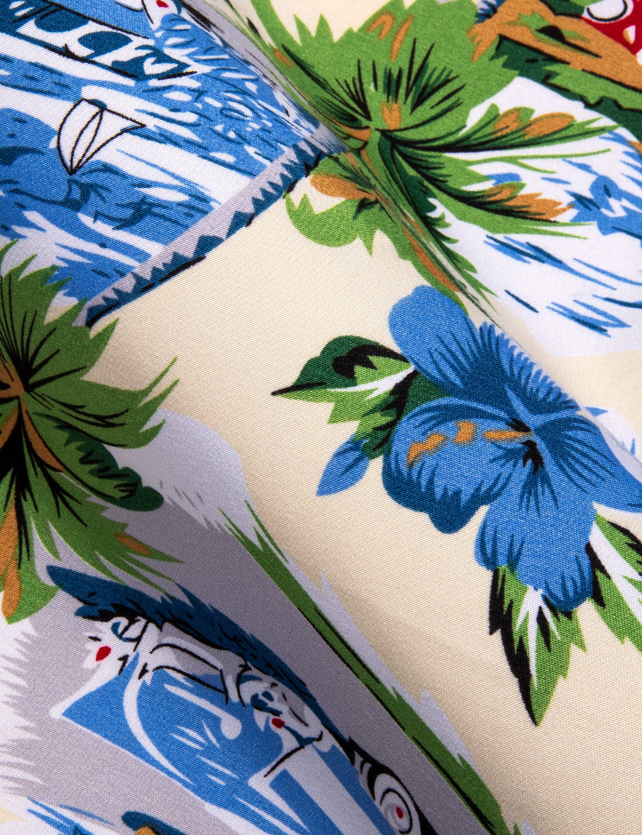 Beige Blue Novelty Men's Short Sleeve Summer Shirt