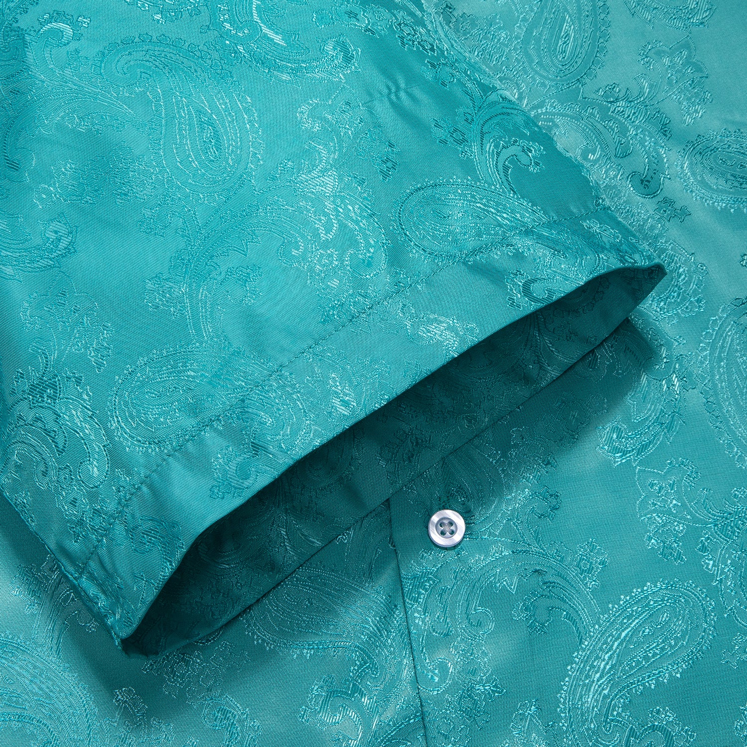 New Lake Blue Paisley Silk Men's Short Sleeve Shirt