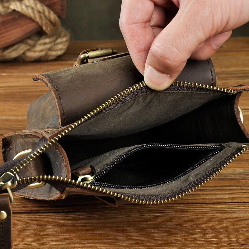 Genuine Leather Multifunction Messenger Bag