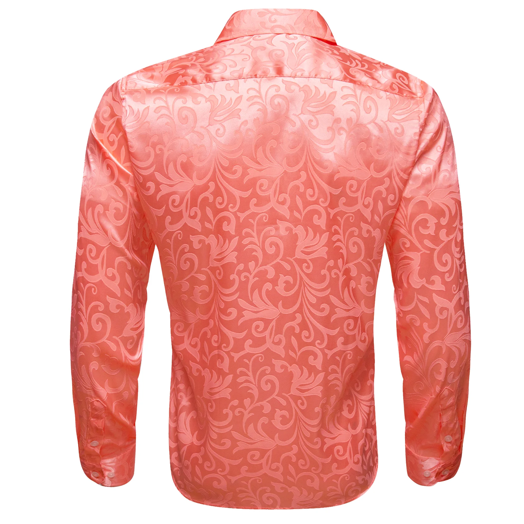 Tomato Red Floral Leaf Men's Long Sleeve Shirt