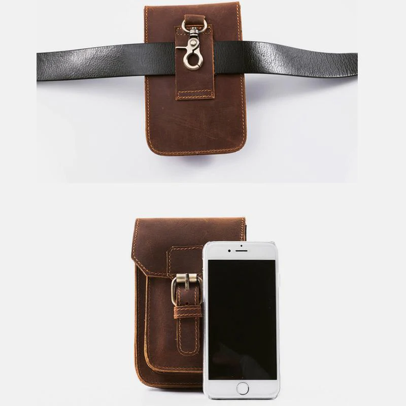 Retro GenuineLeather Waist Phone Bag