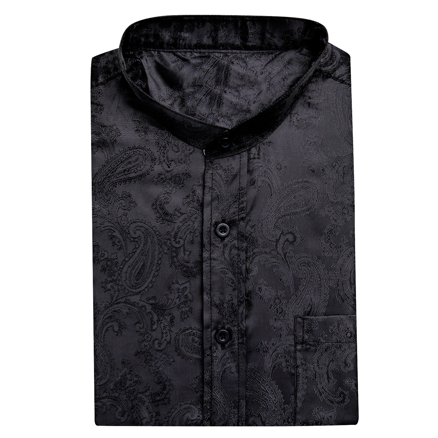 Black Paisley Silk Men's Short Sleeve Shirt