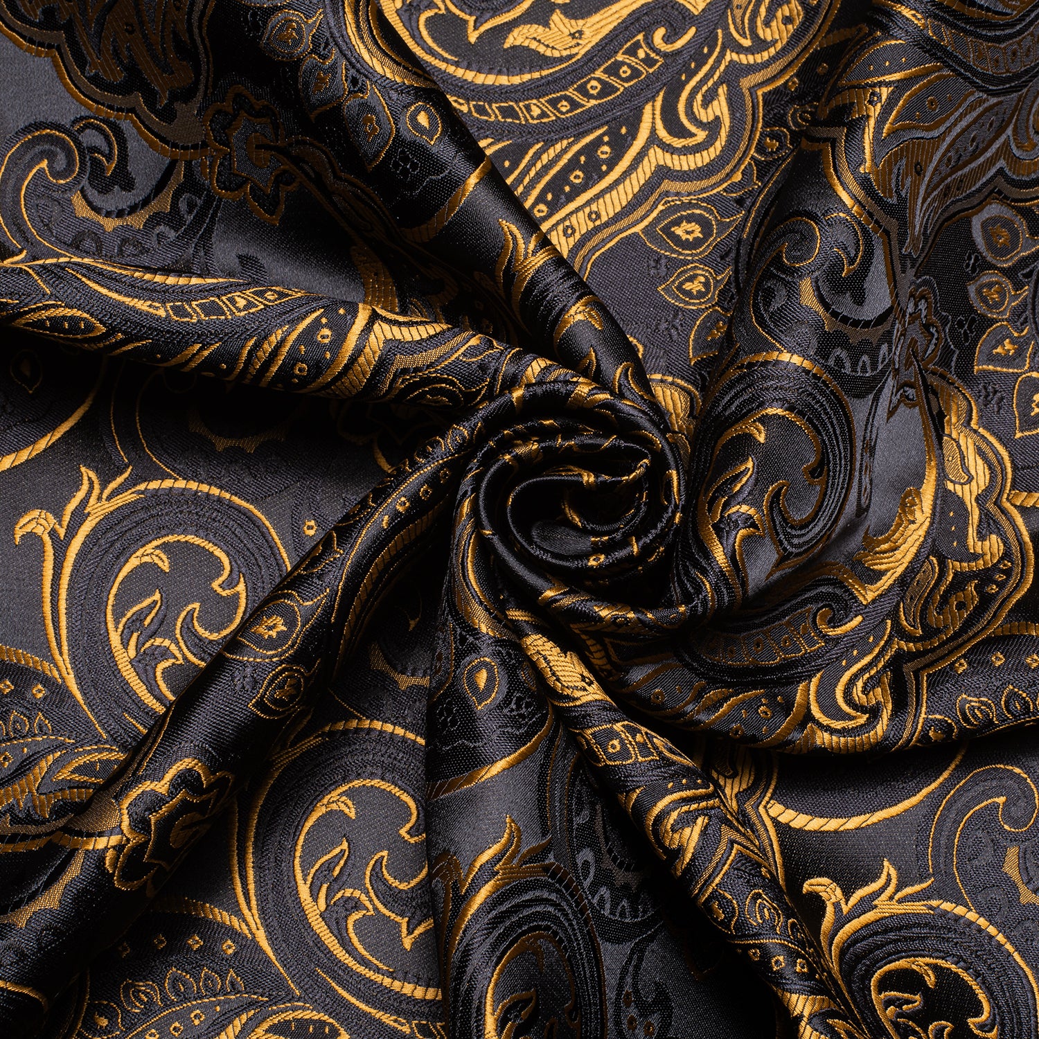 New Black Brown Paisley Silk Men's Long Sleeve Shirt