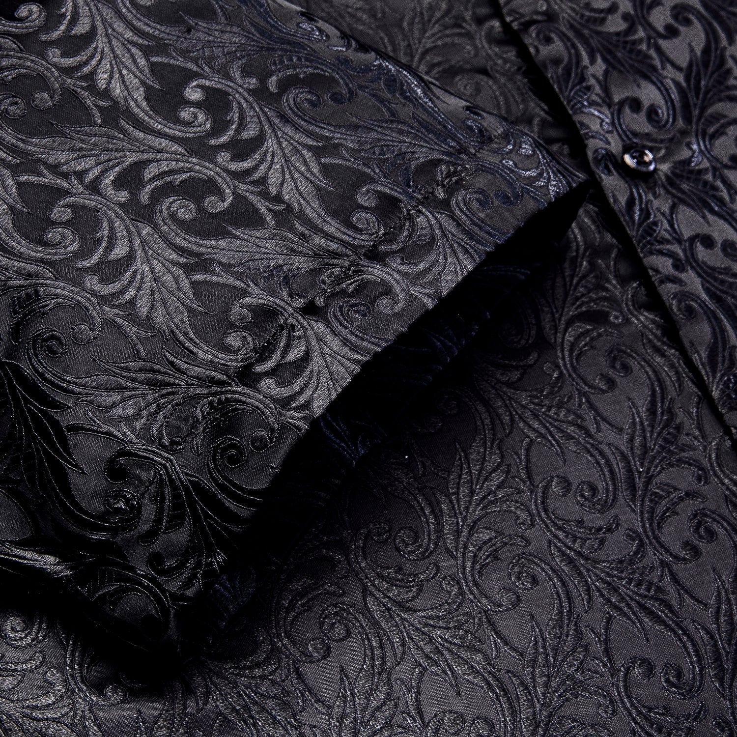 Grey Floral Silk Men's Short Sleeve Shirt