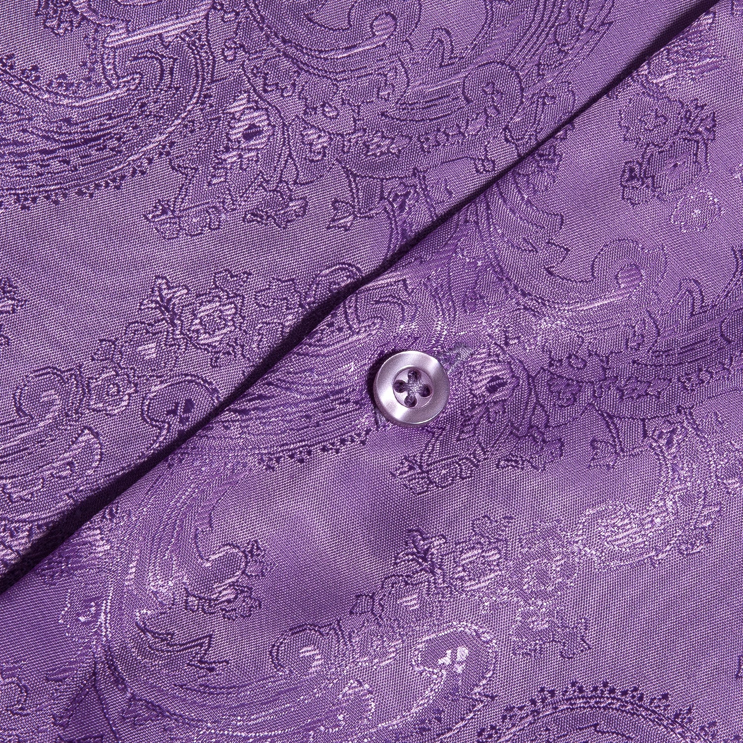New Purple Paisley Pattern Silk Men's Long Sleeve Shirt