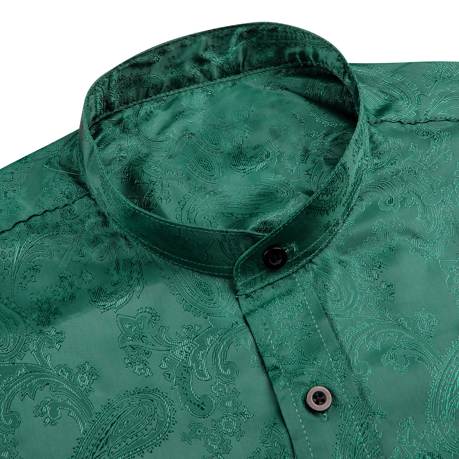 Dark Green Paisley Silk Men's Short Sleeve Shirt