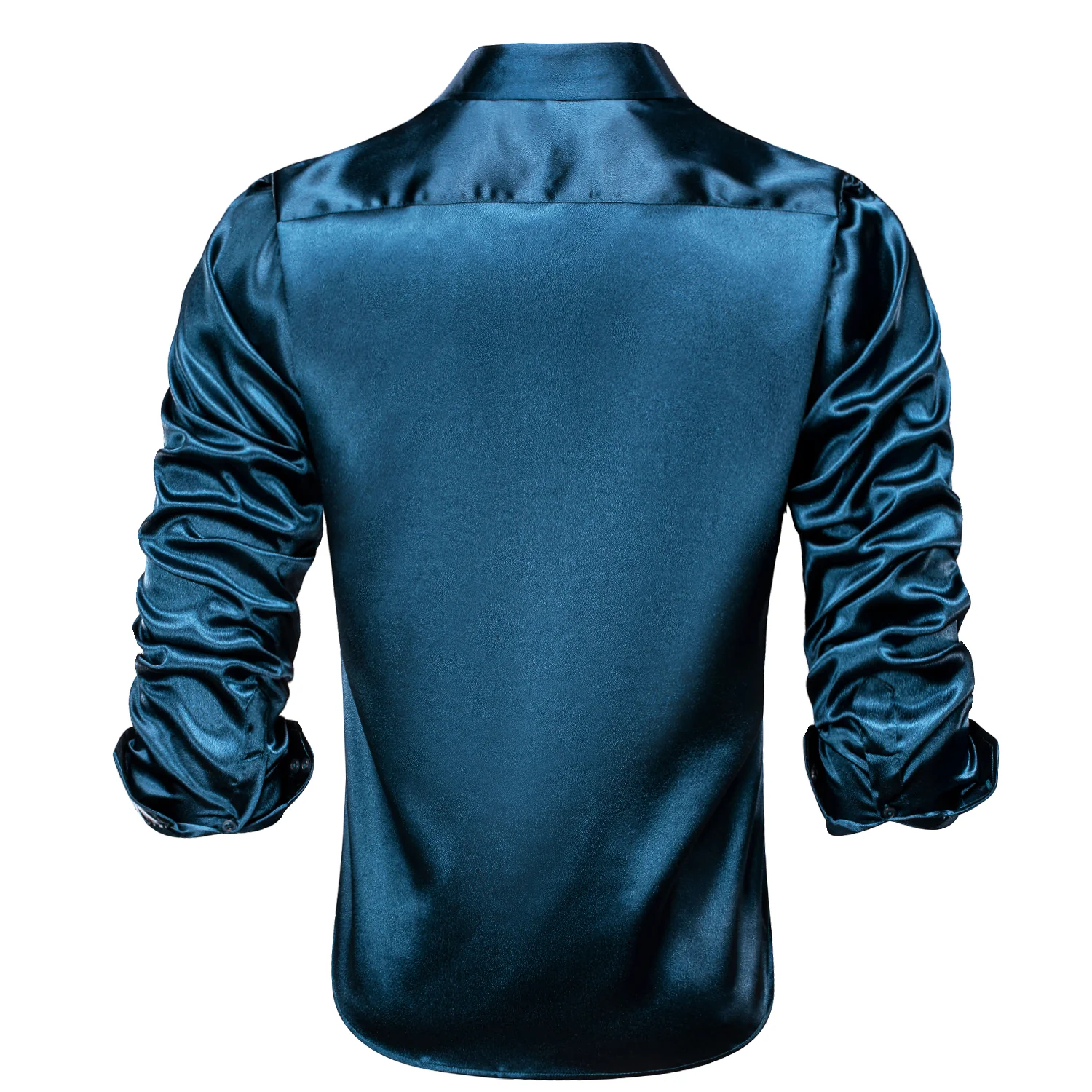 Classic Royal Blue Solid Silk Men's Long Sleeve Shirt