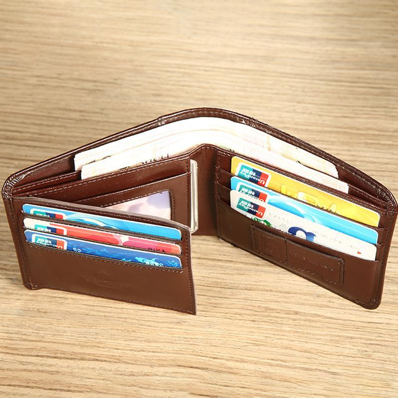 Large Capacity Trifold Genuine Leather Wallet