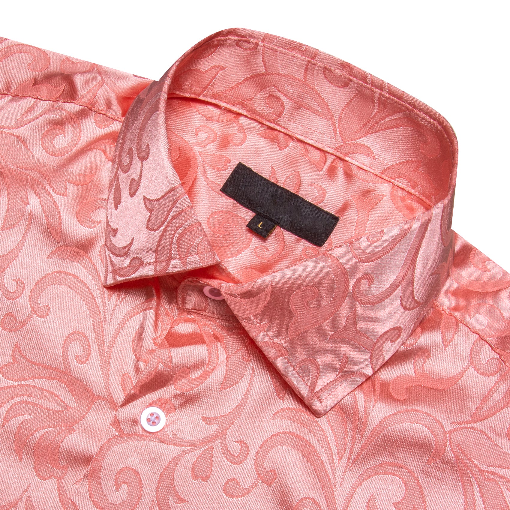 Orange Pink Floral Silk Men's Short Sleeve Shirt