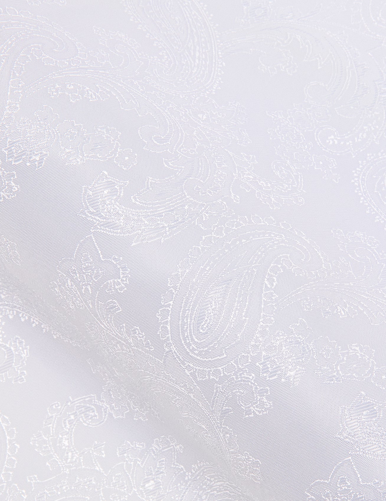 White Paisley Style Casual Silk Men's Long Sleeve Button Shirt