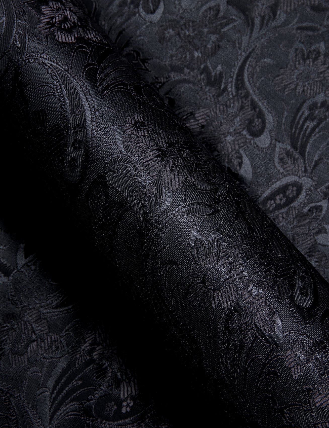 Black Floral Silk Men Long Sleeve Shirt