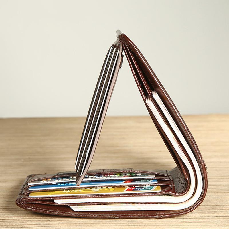 Large Capacity Trifold Genuine Leather Wallet