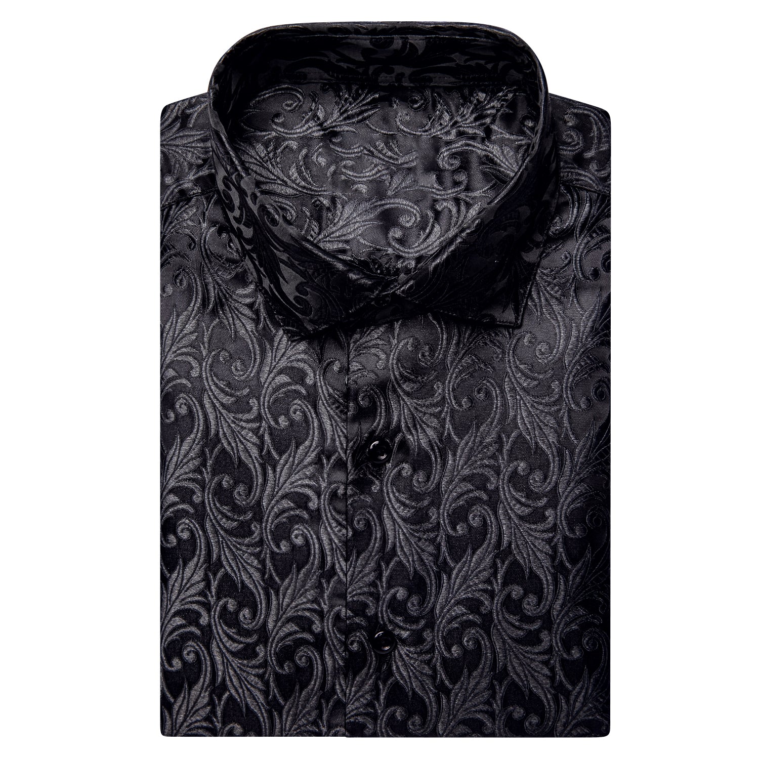 Grey Floral Silk Men's Short Sleeve Shirt