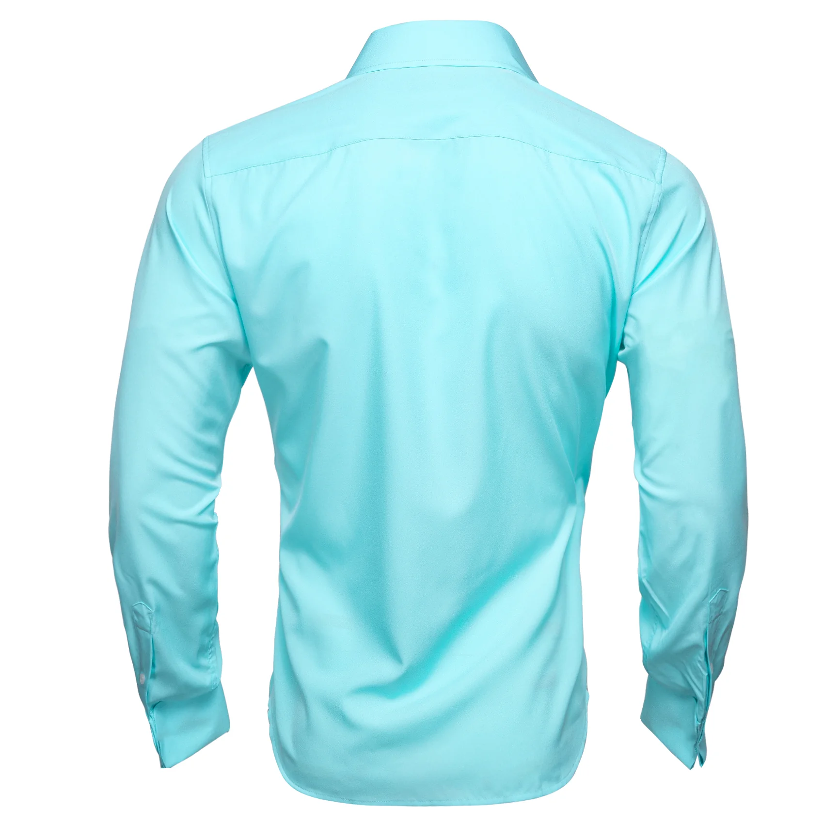 Tiffany Blue Solid Woven Men's Long Sleeve Shirt