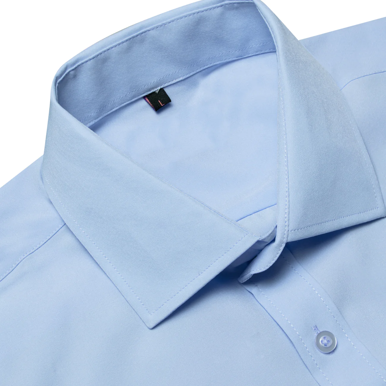 Sky Blue Cotton Solid Silk Men's Short Sleeve Shirt
