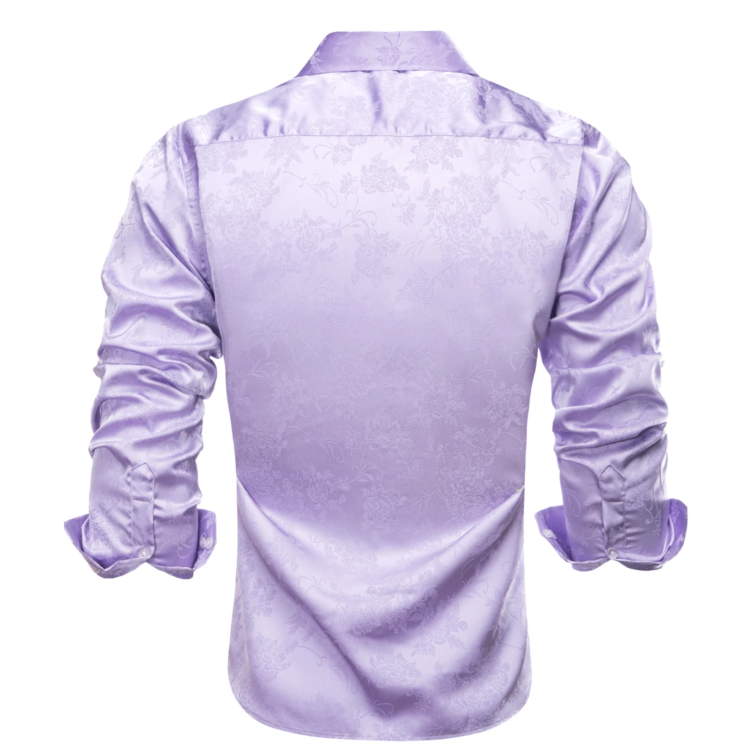 Lavender Purple Floral Silk Men's Long Sleeve Shirt