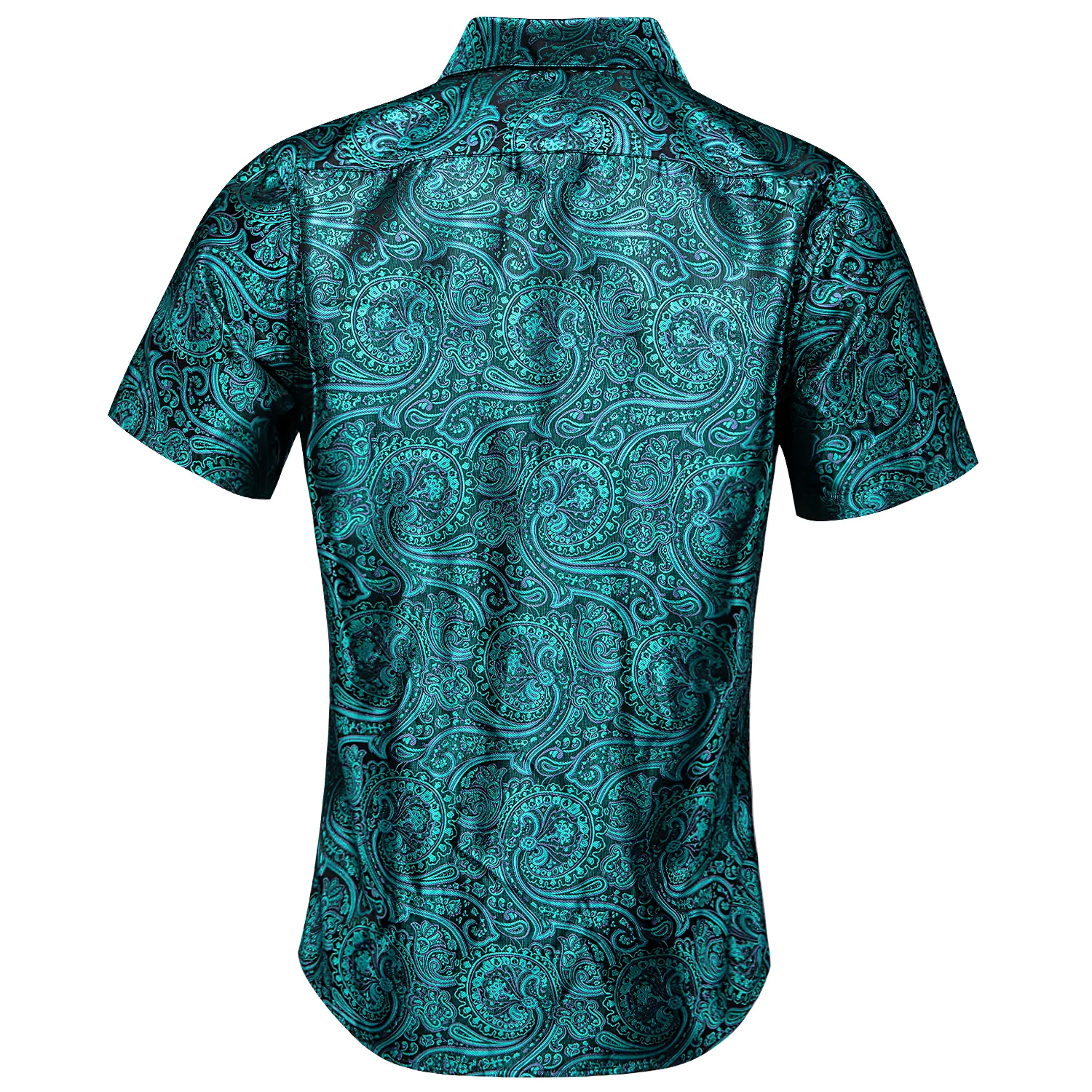 New Lake Green Paisley Silk Men's Short Sleeve Shirt