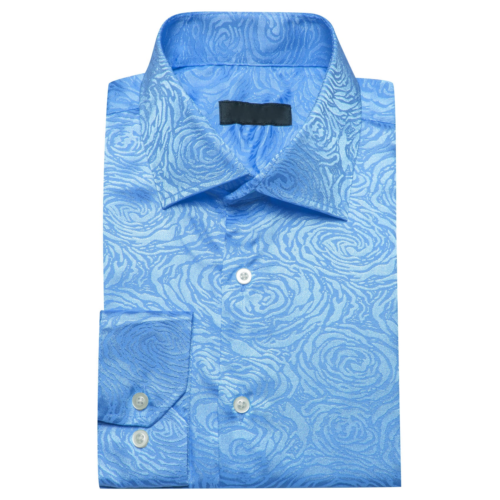 Blue Floral Rose Men's Long Sleeve Shirt