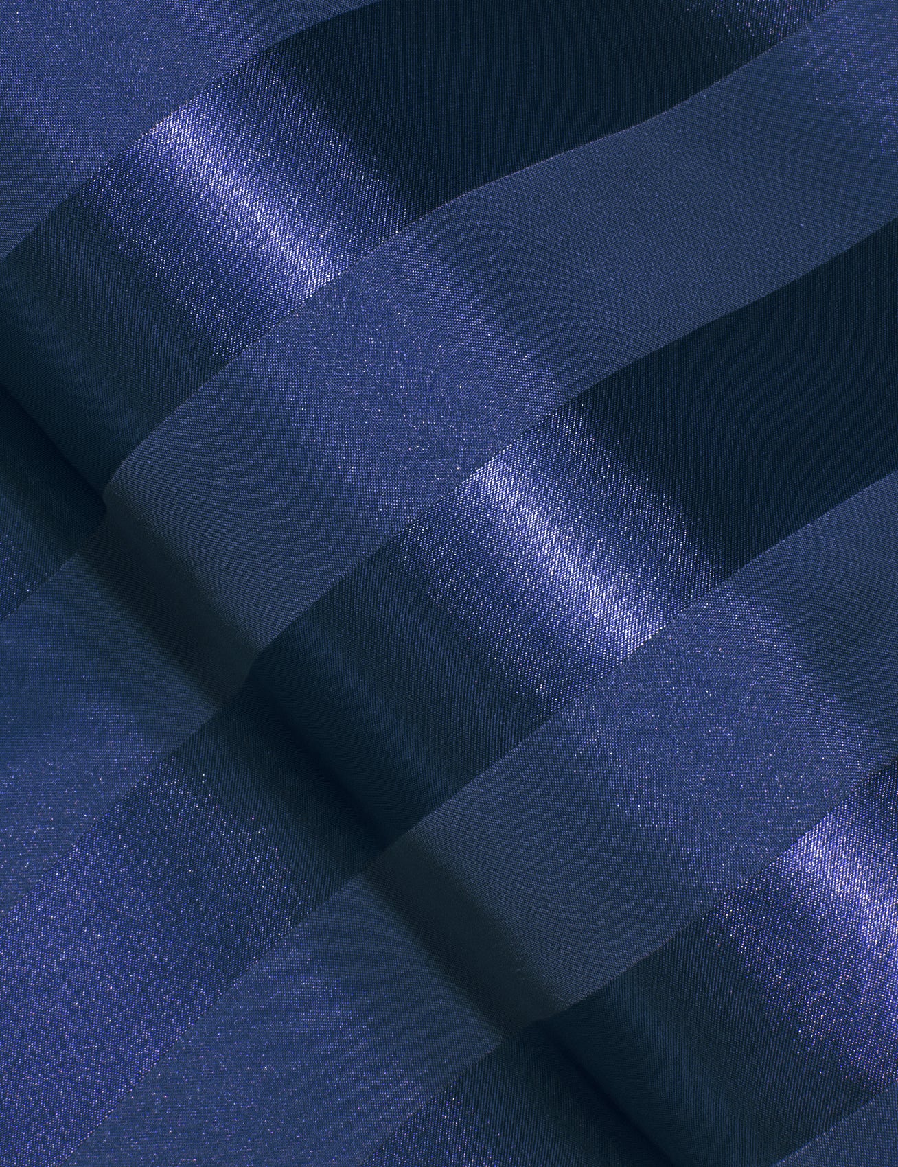 Navy Blue Striped Shiny Satin Men's Long Sleeve Shirt