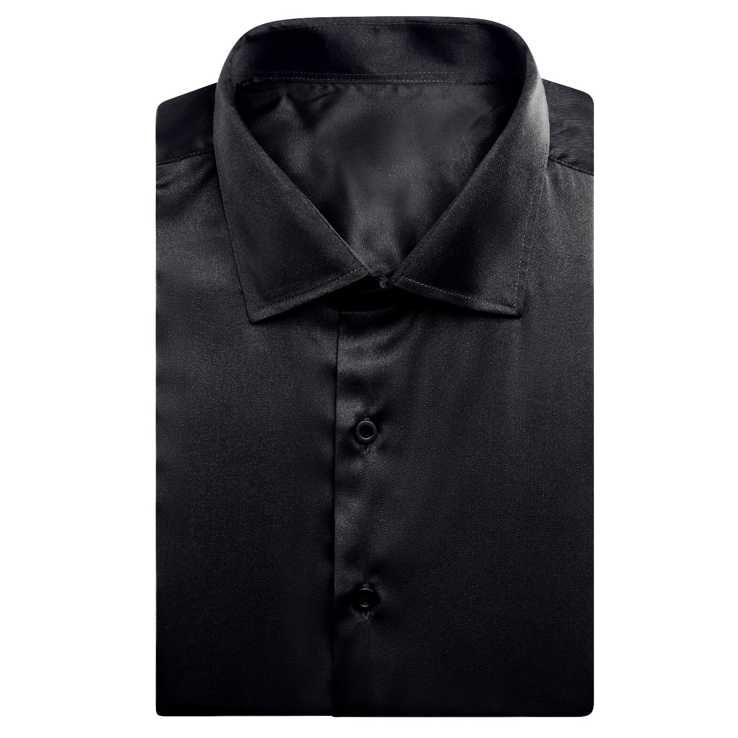 Black Solid Satin Men's Short Sleeve Shirt