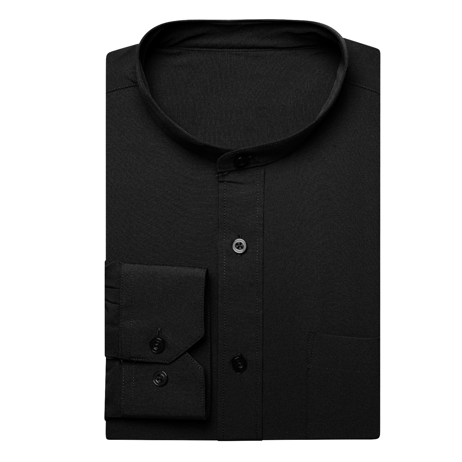 Black Solid Men's Long Sleeve Business Shirt