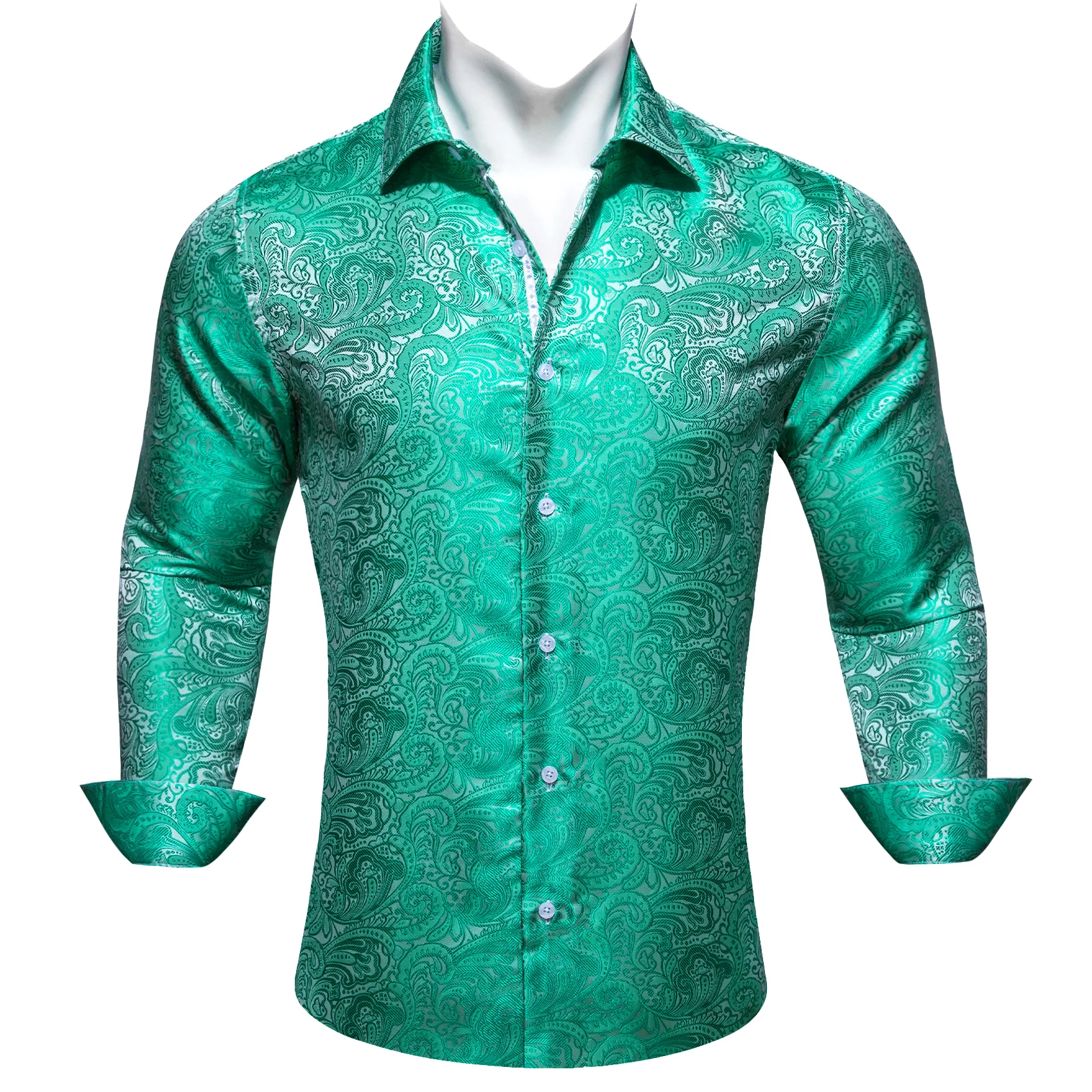 Maximum Blue Green Paisley Men's Long Sleeve Casual Shirt