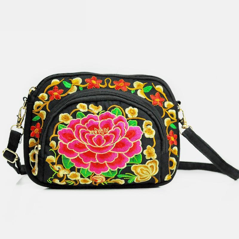 Embroidery Small Crossbody Bag Cell Phone Pouch
