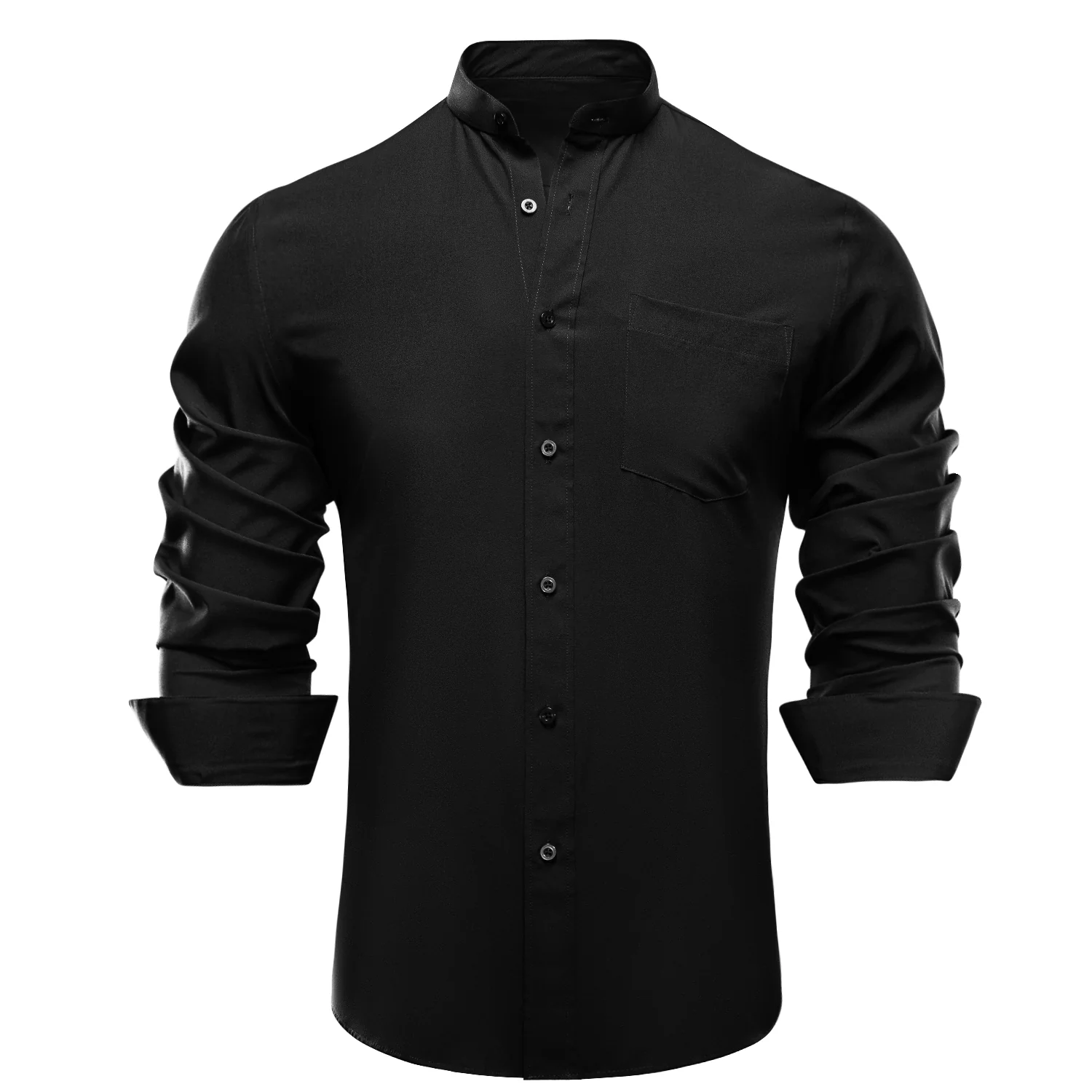 Black Solid Men's Long Sleeve Business Shirt