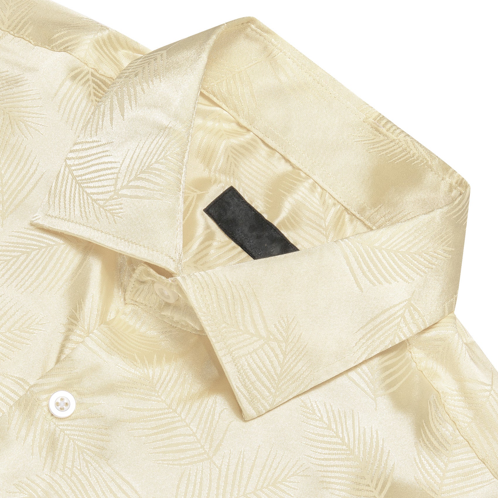 Light Yellow Floral Leaf Men's Long Sleeve Shirt