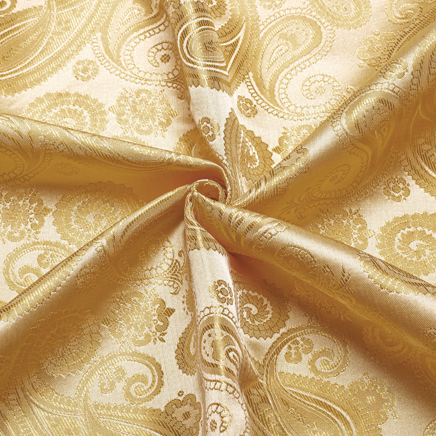 New Yellow Paisley Silk Men's Long Sleeve Shirt