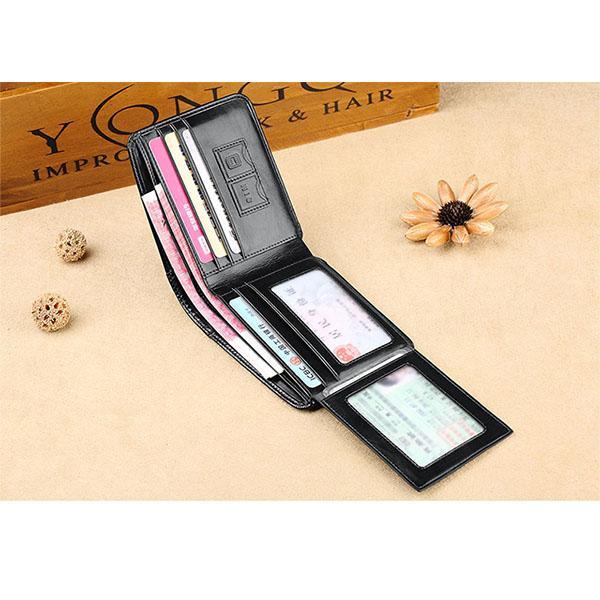 Large Capacity Trifold Genuine Leather Wallet