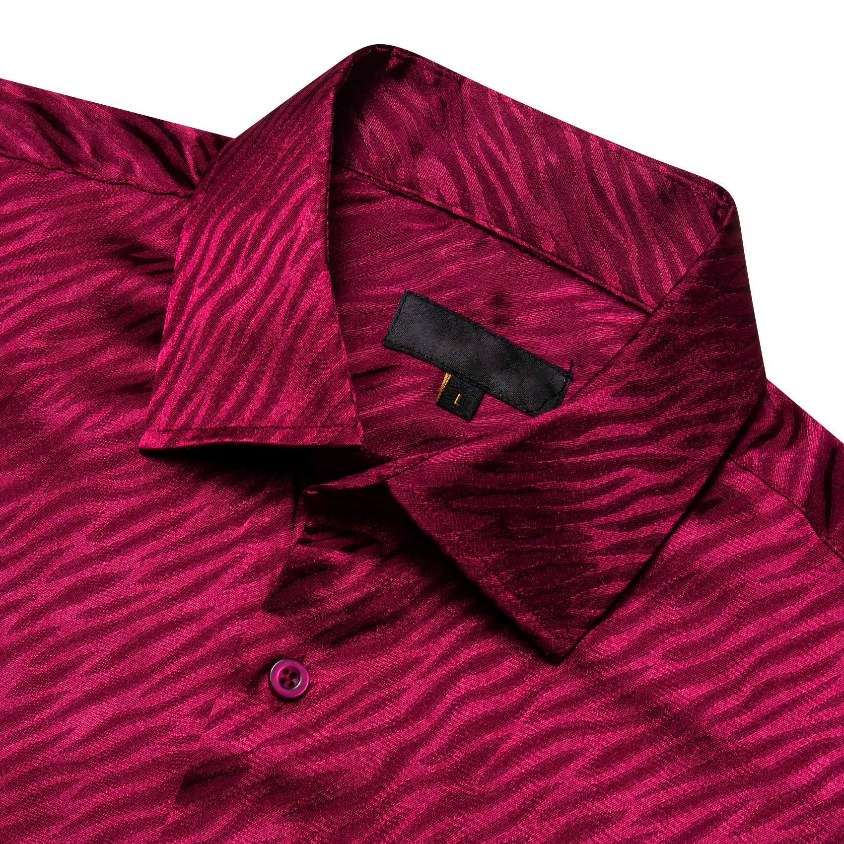 Burgundy Novelty Silk Men's Short Sleeve Shirt