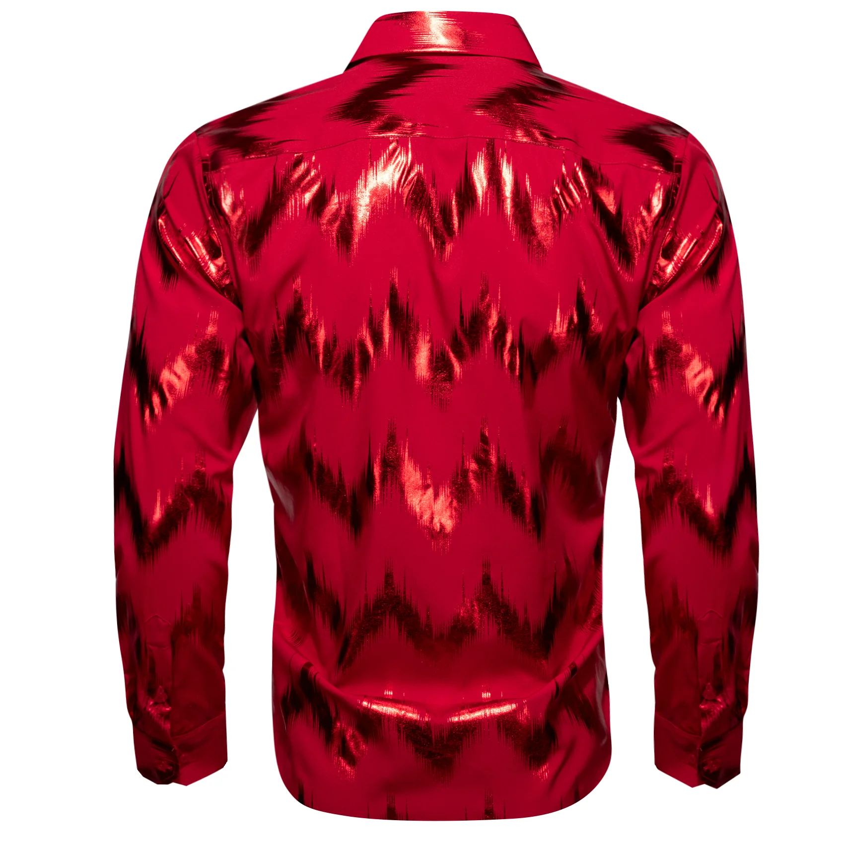 Red Black Bronzing Printing Novelty Men's Long Sleeve Shirt