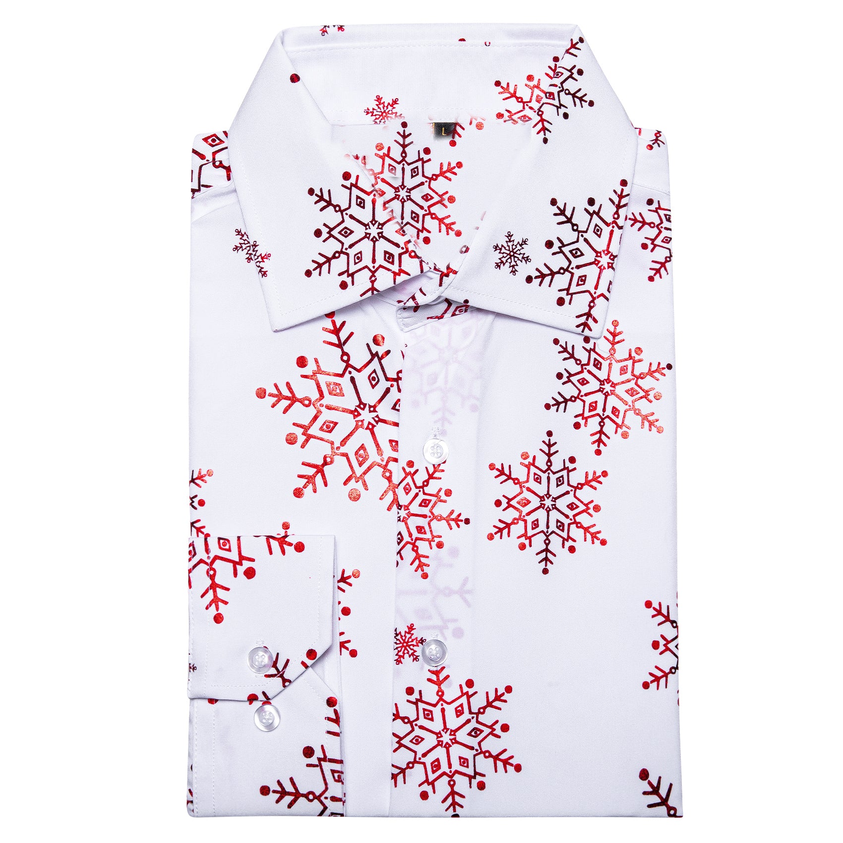 Christmas New White with Pink Snowflake Floral Men's Long Sleeve Shirt