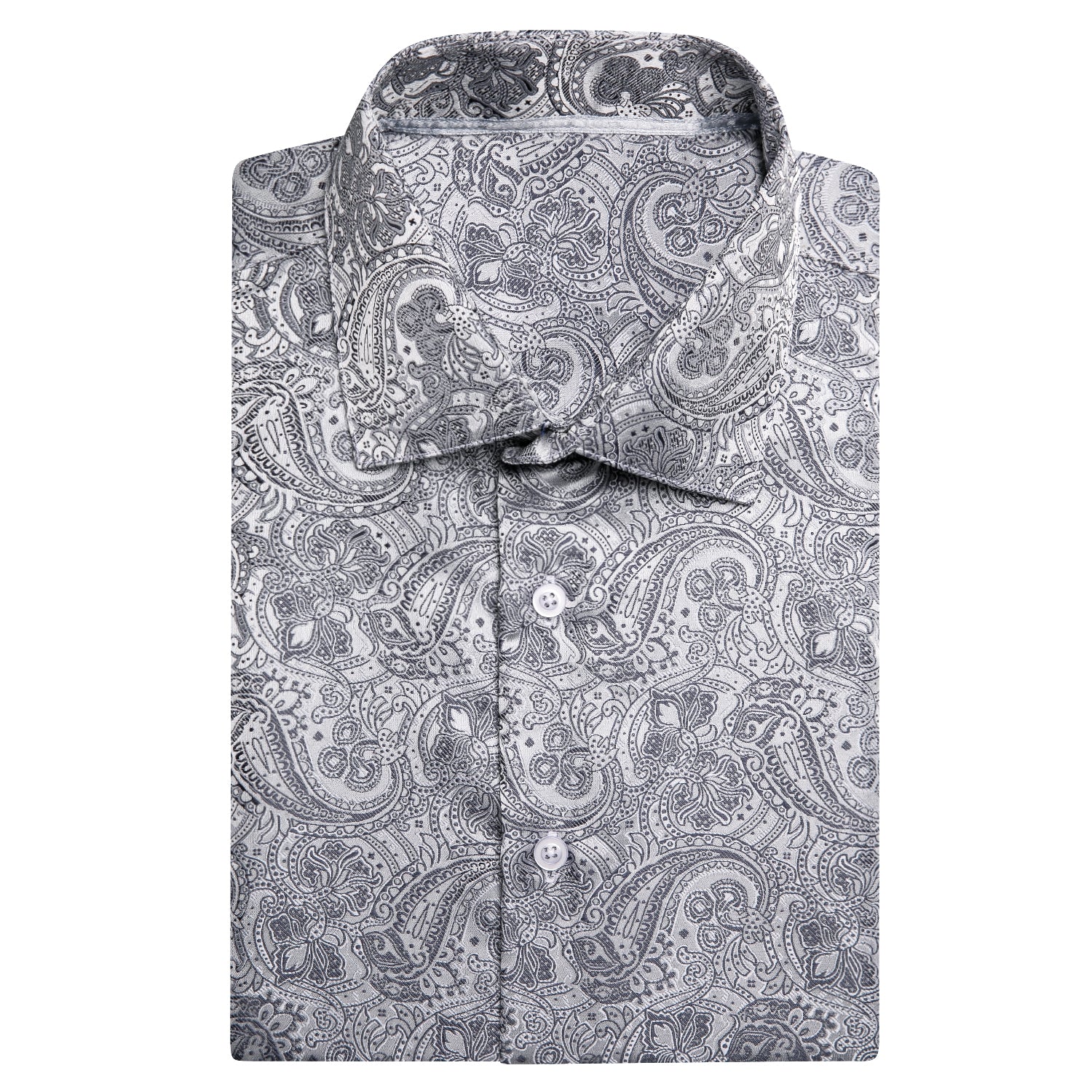 Grey Paisley Silk Men's Short Sleeve Shirt