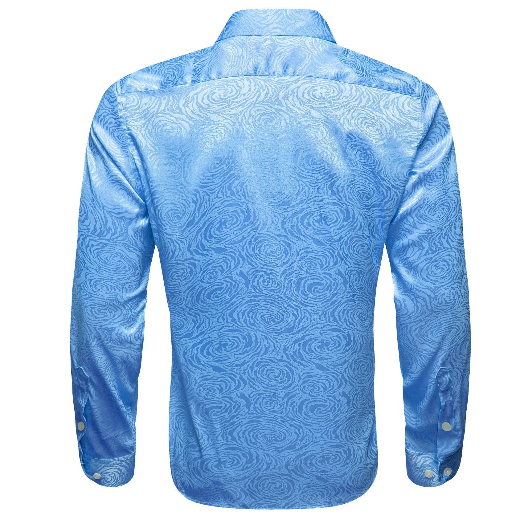 Blue Floral Rose Men's Long Sleeve Shirt
