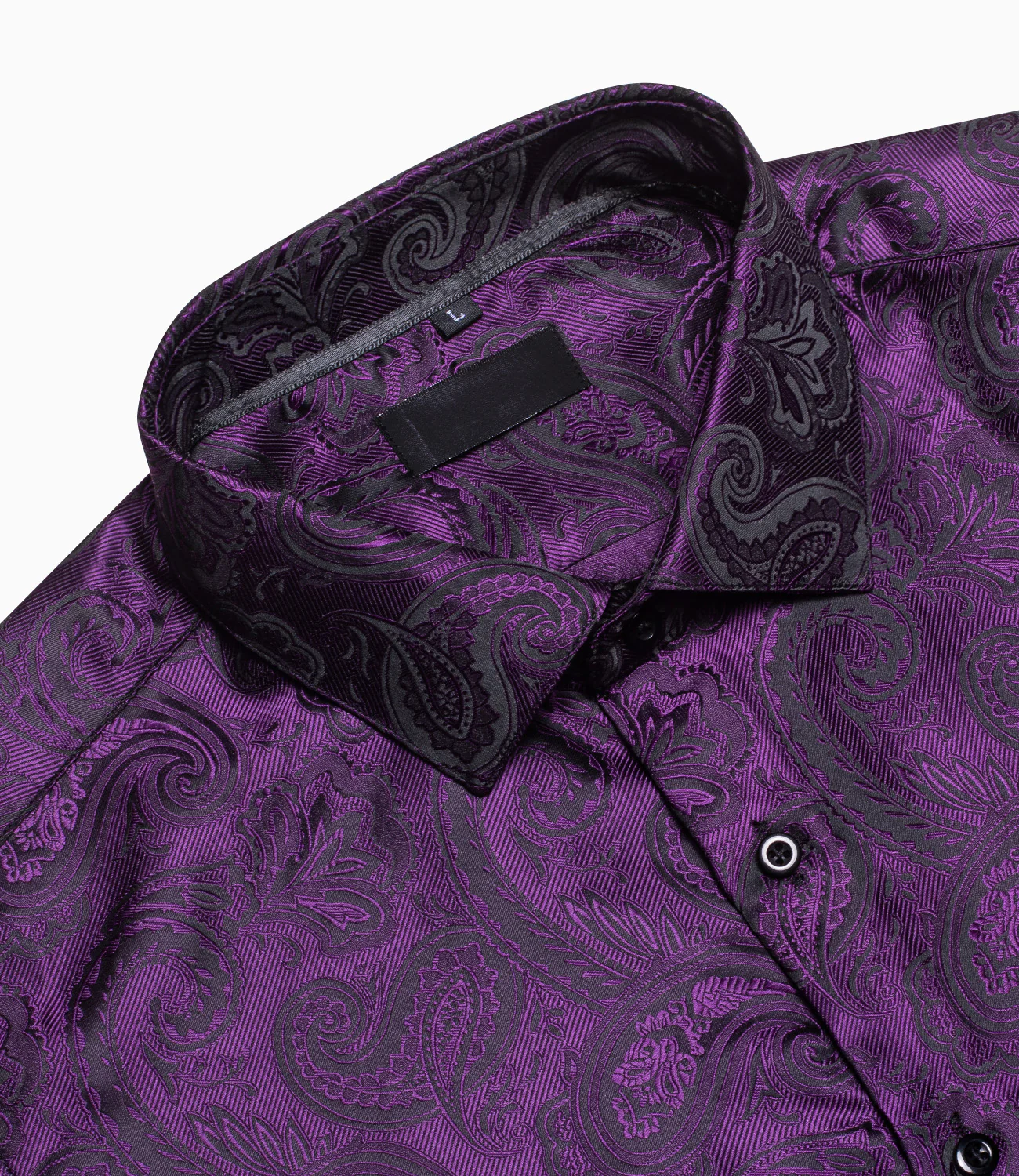 Purple Paisley Silk Men's Long Sleeve Shirt