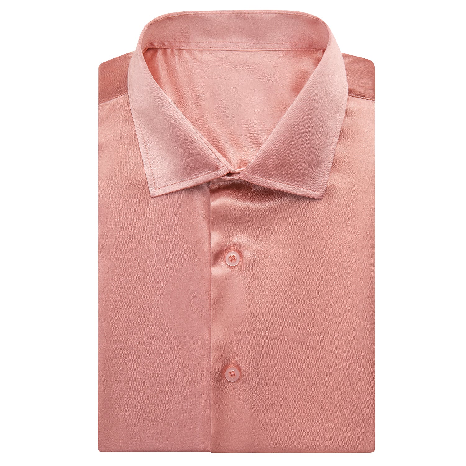 Coral Pink Solid Satin Men's Short Sleeve Shirt