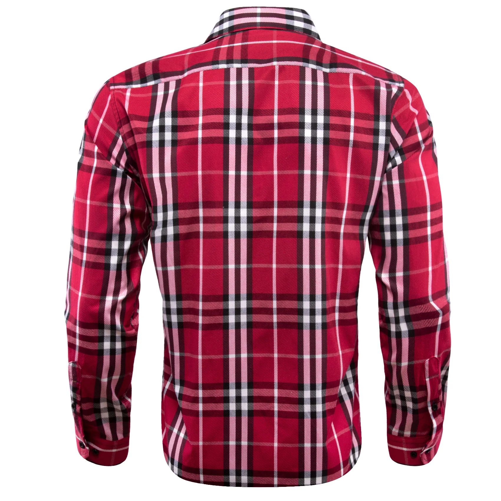 Red White Plaid Men's Long Sleeve Work Shirt
