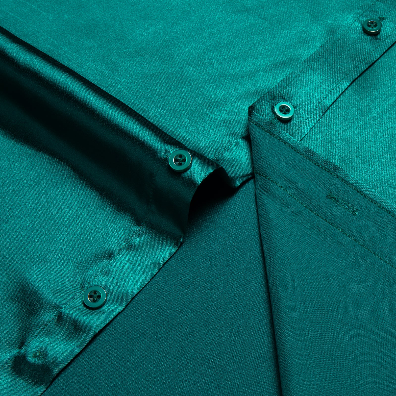 Splicing Style Green with Green Paisley Edge Men's Solid Long Sleeve Shirt