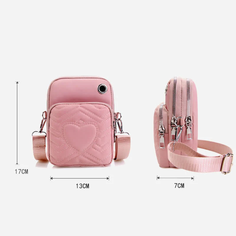 Double Compartment Cellphone Crossbody Mini Bag Lightweight Cute Shoulder Purses