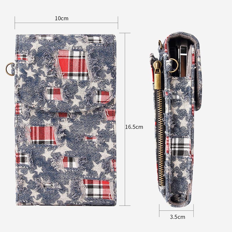 Casual Denim Printing Crossbody Phone Bag