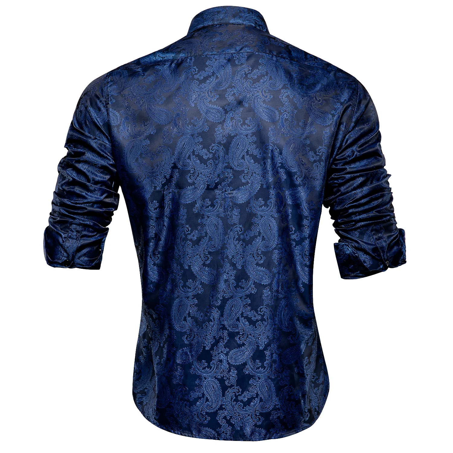 New Dark Blue Paisley Men's Long Sleeve Shirt