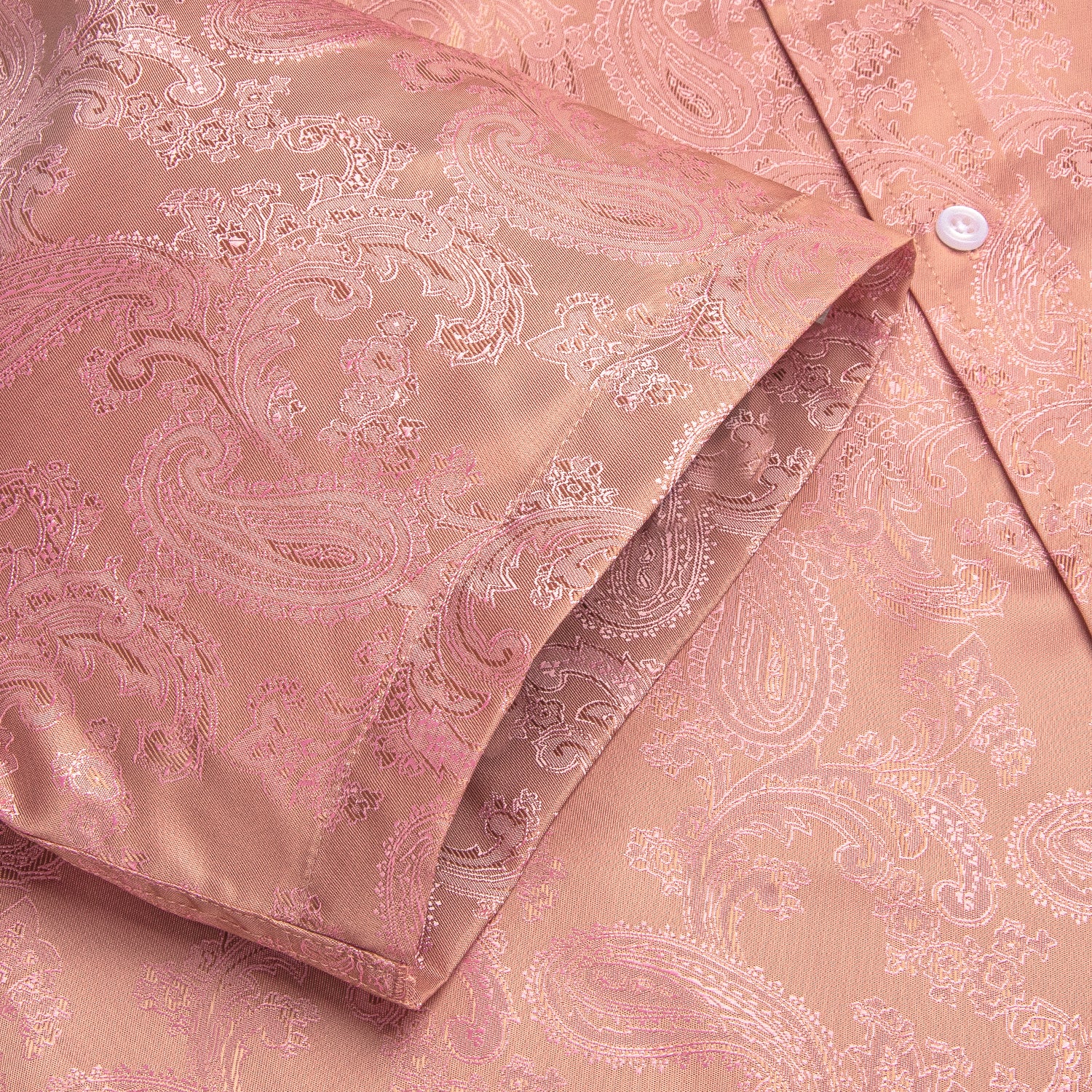 Pink Paisley Silk Men's Short Sleeve Shirt